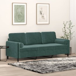 3-osobowa sofa z poduszkami, ciemnozielona, 180 cm, aksamit Lumarko!