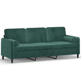 3-osobowa sofa z poduszkami, ciemnozielona, 180 cm, aksamit Lumarko!