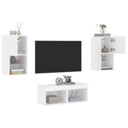 4-częściowy zestaw mebli TV z oświetleniem LED, biały Lumarko!