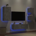 4-cz. zestaw ściennych mebli TV z LED, szarość betonu Lumarko!