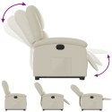 Rozkładany fotel pionizujący, elektryczny, kremowy, ekoskóra Lumarko!