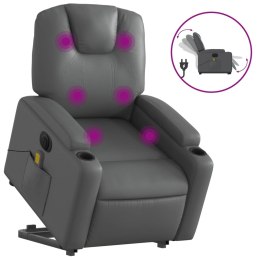 Rozkładany fotel pionizujący z masażem, elektryczny, szary Lumarko!