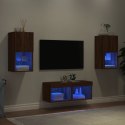 4-częściowy zestaw mebli TV z oświetleniem LED, brązowy dąb Lumarko!