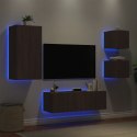 4-częściowy zestaw ściennych mebli TV z oświetleniem LED, brązowy dąb Lumarko!