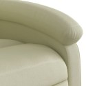 Podnoszony fotel masujący, rozkładany, kremowy, skóra naturalna Lumarko!