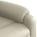 Podnoszony fotel rozkładany, kremowy, obity sztuczną skórą Lumarko!