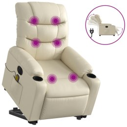 Rozkładany fotel pionizujący z masażem, elektryczny, kremowy Lumarko!