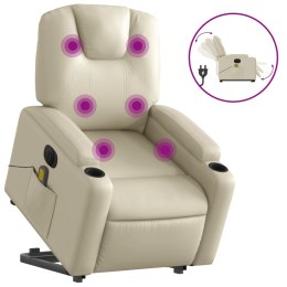 Rozkładany fotel pionizujący z masażem, elektryczny, kremowy Lumarko!
