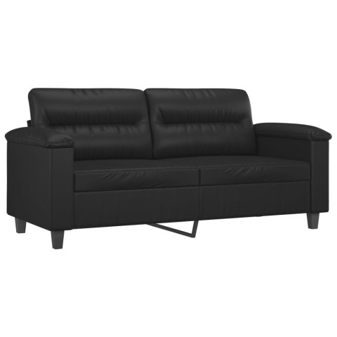 2-osobowa sofa z poduszkami, czarna, sztuczna skóra Lumarko!
