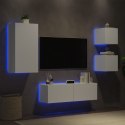 4-częściowy zestaw ściennych mebli TV, z oświetleniem LED, biały Lumarko!