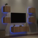 5-częściowy zestaw mebli TV z oświetleniem LED, dąb sonoma Lumarko!