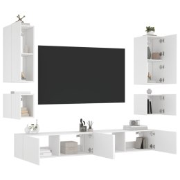 6-częściowy zestaw ściennych mebli TV z oświetleniem LED, biały Lumarko!