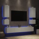6-częściowy zestaw ściennych mebli TV z oświetleniem LED, biały Lumarko!