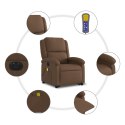 Podnoszony fotel masujący, elektryczny, rozkładany, brązowy Lumarko!