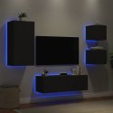 4-cz. zestaw ściennych mebli TV z oświetleniem LED, czarny Lumarko!