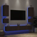 6-częściowy zestaw mebli TV z oświetleniem LED, brązowy dąb Lumarko!