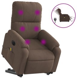 Podnoszony fotel masujący, rozkładany, brązowy, mikrofibra Lumarko!