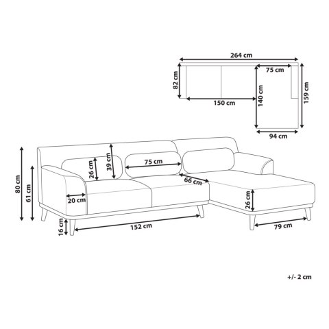 Narożnik sztruksowy lewostronny ciemnozielony SIMOS