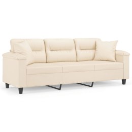 3-osobowa sofa z poduszkami, beżowa, 180 cm, mikrofibra Lumarko!