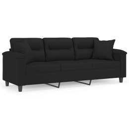 3-osobowa sofa z poduszkami, czarna, 180 cm, mikrofibra Lumarko!