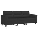 3-osobowa sofa z poduszkami, czarna, 180 cm, mikrofibra Lumarko!