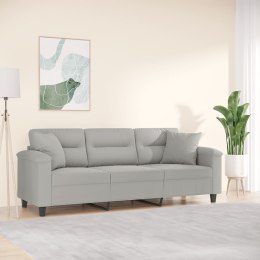 3-osobowa sofa z poduszkami, jasnoszara, 180 cm, mikrofibra Lumarko!