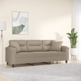 3-osobowa sofa z poduszkami, kolor taupe, 180 cm, mikrofibra Lumarko!