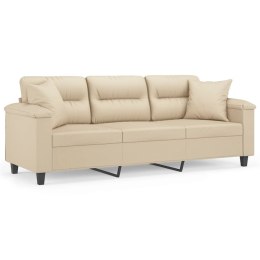 3-osobowa sofa z poduszkami, kremowa, 180 cm, mikrofibra Lumarko!