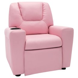 Fotel rozkładany dla dzieci, obity sztuczną skórą, różowy Lumarko!