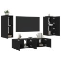 4-częściowy zestaw mebli TV z LED, czarny, materiał drewnopochodny Lumarko!
