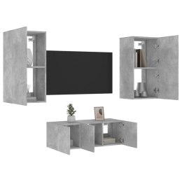 4-częściowy zestaw mebli TV z LED, szarość betonu Lumarko!