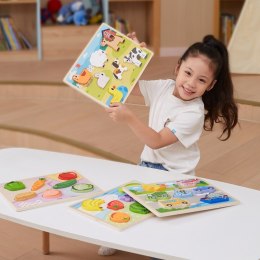 Drewniane Puzzle Układanka Montessori 2w1 Figurki Farma Lumarko!