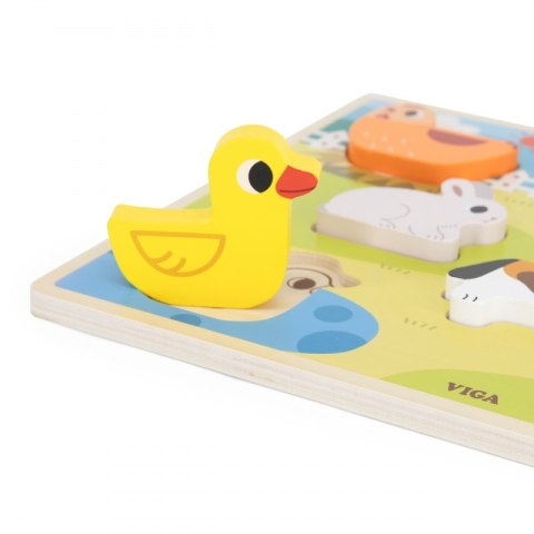 Drewniane Puzzle Układanka Montessori 2w1 Figurki Farma Lumarko!