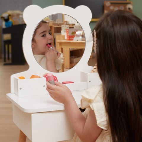 VIGA Duża Toaletka Drewniana Biała z Lustrem i Krzesełkiem Lumarko!