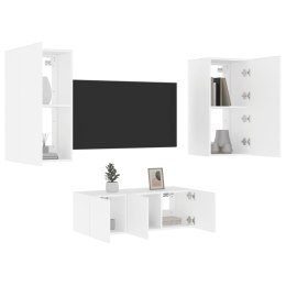 4-cz. zestaw mebli TV z LED, biały, materiał drewnopochodny Lumarko!