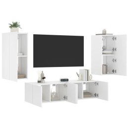 4-częściowy zestaw mebli TV z LED, biały, materiał drewnopochodny Lumarko!