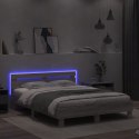 Rama łóżka z wezgłowiem i LED, szary dąb sonoma, 150x200 cm Lumarko!