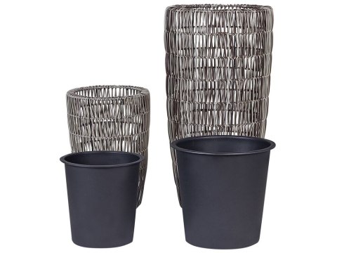 Zestaw 2 doniczek na kwiaty z technorattanu brązowy CHELONE