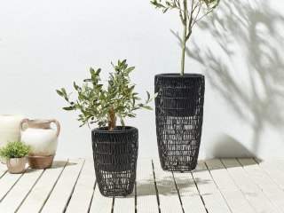Zestaw 2 doniczek na kwiaty z technorattanu czarny CHELONE