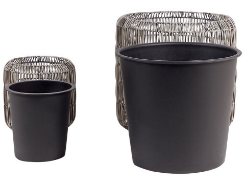 Zestaw 2 doniczek na kwiaty z technorattanu jasnobrązowy BRODIEA
