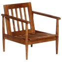Fotel, brązowy, skóra naturalna i drewno akacjowe Lumarko!