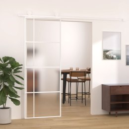 Drzwi przesuwne, matowe szkło ESG i aluminium, 76x205 cm, białe Lumarko!