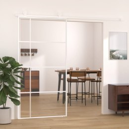 Drzwi przesuwne, szkło ESG i aluminium, 102,5x205 cm, białe Lumarko!