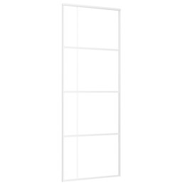 Drzwi przesuwne, szkło ESG i aluminium, 76x205 cm, białe Lumarko!