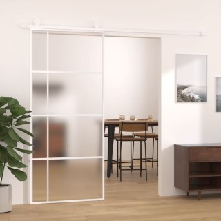 Drzwi przesuwne, szkło ESG i aluminium, 90x205 cm, białe Lumarko!