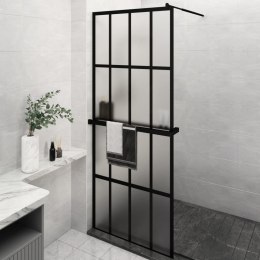 Ścianka prysznicowa z półką, czarna, 80x195 cm, ESG i aluminium Lumarko!