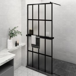 Ścianka prysznicowa z półką, czarna, 90x195 cm, ESG i aluminium Lumarko!
