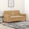 2-osobowa sofa z poduszkami, brązowa, 140 cm, aksamit Lumarko!