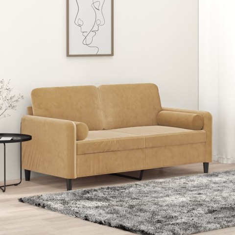 2-osobowa sofa z poduszkami, brązowa, 140 cm, aksamit Lumarko!