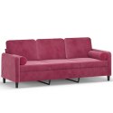 3-osobowa sofa z poduszkami, winna czerwień, 180 cm, aksamit Lumarko!